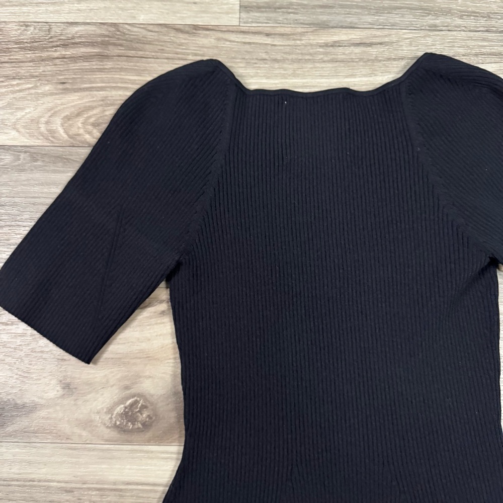 Massimo Dutti Studio Black Sweatheart Neckline Knit Bustier Blouse Size Medium - Picture 7 of 8